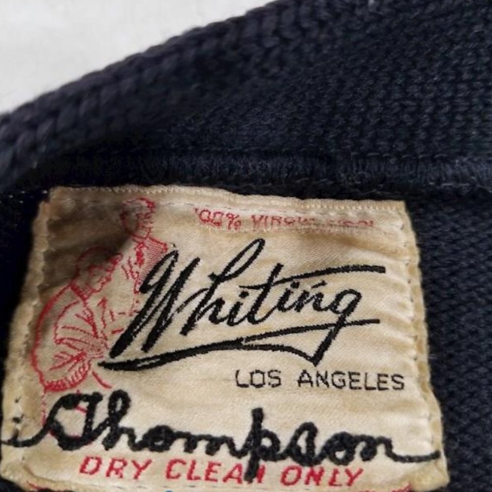 Vintage Whiting 1960's Men's Wool Navy Letterman Cardigan Sweater Size L - Picture 9 of 12